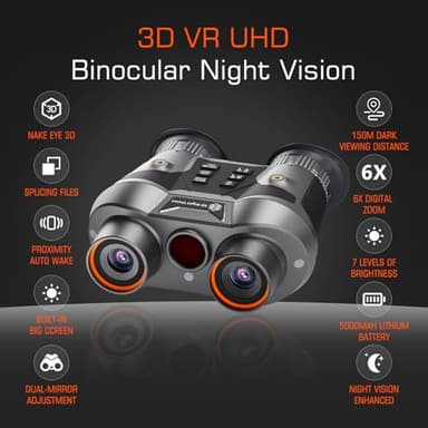 3D VR Night Vision Goggles,8K UHD Night Vision Binoculars for Adults, Auto Wake and Seamless 3D Integration Tech,Infrared Goggles, Rechargeable with 8K Photo&4K Video - Image 2