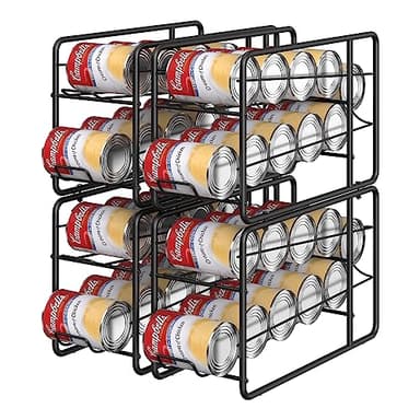 MOOACE 4 Pack Can Dispenser Rack, Stackable Can Storage Organizer Holder for Canned Food Kitchen Cabinet Pantry Countertop, Black - Image 6
