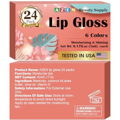 AZEN 24 Pack Lip Gloss Set, Color Lip Oil for Dry Cracked Lips Moisturizing Hydrating Nourishing with Vitamin E - Image 8