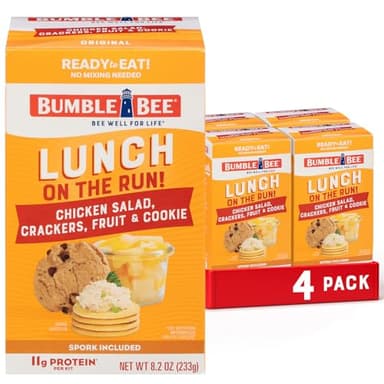 Bumble Bee Lunch On The Run Chicken Salad with Crackers Kit, 8.2 oz (Pack of 4) - Ready to Eat, Includes Crackers, Cookie & Mixed Fruit - Shelf Stable & Convenient Source of Protein - Image 1