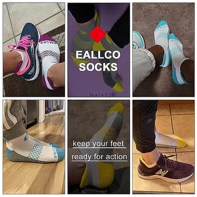 eallco Womens Ankle Socks 6 Pairs Running Athletic Cushioned Sole Socks With Tab - Image 6