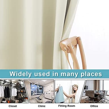 RYB HOME Privacy Room Divider Curtains Extra Wide Blackout Drapes Noise & Odor Reducing Energy Saving Curtain Partitions for School Dorm Shared Room, W180 x L108 inch, Light Beige, 1 Pc - Image 5