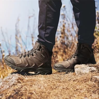 NORTIV 8 Men's Ankle High Waterproof Hiking Boots Outdoor Lightweight Shoes Trekking Trails Armadillo,Size 11,Dark Brown-Leather,160448_M - Image 6