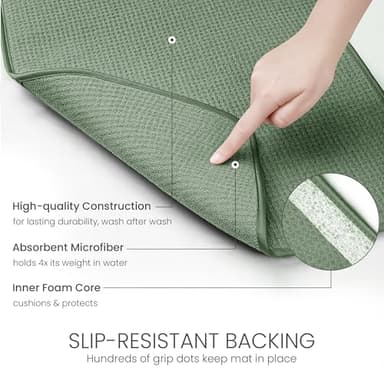 Bellemain XXL Dish Mat 24" x 17" ( LARGEST MAT ) Microfiber Dish Drying Mat , Super absorbent ( Green ) - Image 4