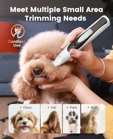 oneisall Low-Noise Dog Paw Trimmer with LED Light, Paw Trimmer for Dogs &Cats 0.8inch/20mm Wide Blade, 35dB Cordless Electric Pet Paw Grooming Clippers for Paws, Ears, Face, Rump - Image 5