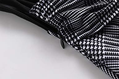 Women's Elegant Criss-Cross V Neck Vintage Short Sleeve Work Casual Party Swing Tea Dress with Pockets 980 (XL, Black Plaid) - Image 5