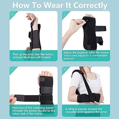 lefeke Carpal Tunnel Wrist Brace Night Support for Left Hand, Adjustable Hand Brace with Replaceable Splints and Sling, Carpal Tunnel Pain Relief Remedies for Tendonitis, Arthritis, Injuries, Women - Image 8