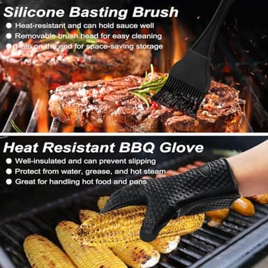 POLIGO 26PCS BBQ Accessories for Outdoor Grill Utensils Set Stainless Steel BBQ Tools Grilling Tools Set for Birthday Fathers Day Dads Presents, Barbecue Accessories Ideal Grilling Gifts for Men Women - Image 6