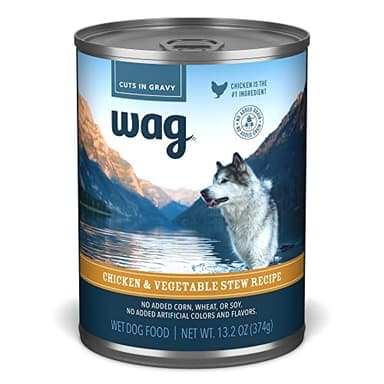 Amazon Brand - Wag Wet Canned Dog Food, Chicken & Vegetable Stew Recipe, 13.2 oz Can (Pack of 12) - Image 1