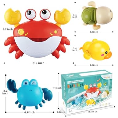 Baby Bath Toys for Toddlers, Crab Bath Bubble Maker with 12 Songs, 3 Pack Wind-up Pool Toys for Kid, Bathtub Toys As Birthday Gift for Boys Girls - Image 2