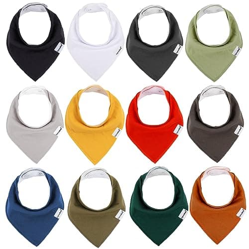 Baby Bandana Drool Bibs for Boys Girls,Super Absorbent Triangle Baby Bibs for Drooling and Teething,100% Cotton Soft for Infant,Newborn 12Pack - Image 1