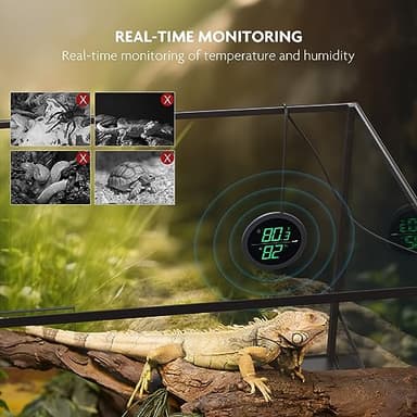 Reptile Tank Thermometer, PAIZOO LED Digital Reptile Thermometer and Humidity Gauge Hygrometer for Reptile Tank Snake Tank Accessories Pet Rearing Box with 55.2” Cable USB Power Supply- Black - Image 4