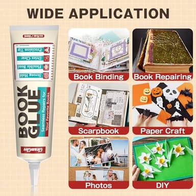Book Glue, Dries Clear & Flexible Book Binding Glue Adhesive, Used for Bookbinding and Book Repair, Book Nook, Framing, Collages, Paper Art and Crafts - 60ml - Image 6