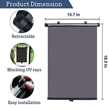 Car Window Shades,2 Pack Window Shade for Baby in Cars,Retractable Car Window Shade for Baby,Side Window Sun Shade Effectively Block UV Rays and Harsh Sunlight(15.7"x18.5") - Image 3