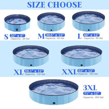 Eooqi Foldable Dog Pool, Portable Pet Bath Tub and Kiddie Swimming Pool, Collapsible Bathtub for Puppies, Small, Medium and Large Dogs, Cats and Kids, 32 x 8 in, Blue - Image 2