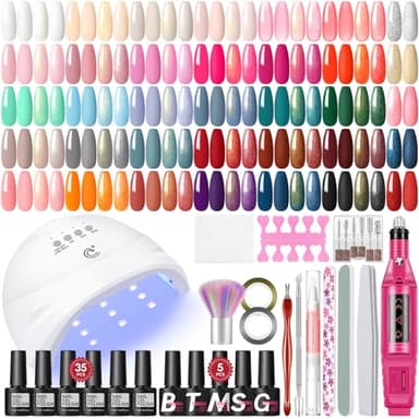 COSCELIA Gel Nail Polish Kit with U V light and Drill Starter Kit 35 Colors Gel Nail Polish with 5pcs Top Base Coat Nail Art All Seasons Professional Gel Manicure Kit DIY at Home Gifts for Women - Image 1