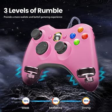 VOYEE PC Controller, Wired Controller Compatible with Microsoft Xbox 360 & Slim/PC Windows 10/8/7, with Upgraded Joystick, Double Shock | Enhanced (Pink) - Image 3