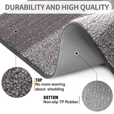 Kitinjoy Indoor Outdoor Door Mat, 71x47 Non-Slip Absorbent Dirt Trapper, Low-Profile Washable Inside Entrance Front Floor Mat, Sturdy Soft Entry Doormats for Entryway, Light Grey - Image 3