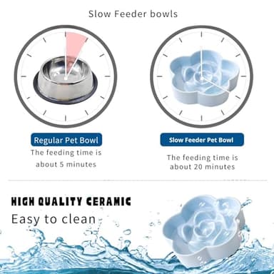 AQUAINNO Slow Feeder Dog Bowls Ceramic, Slow Bowl, Slow Eating Healthy Design for Small Medium Size Dogs, Dog Dishes to Slow Down Eating,Anti Gulping (Light Green, Medium) - Image 6
