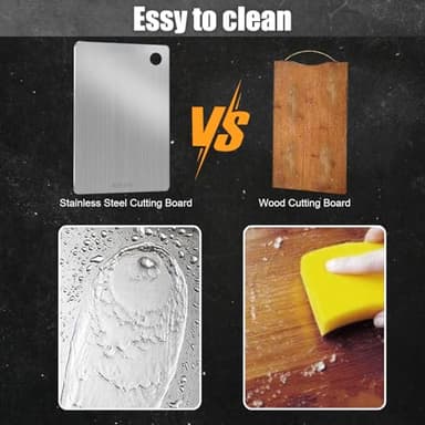 316L Stainless Steel Cutting Boards for kitchen, Katuchef Stainless Steel Chopping Board Non Toxic Food Grade Double Sided Dishwasher Safe Metal Cutting Board Meat Fruit Vegetables(1PC-XXL 12x17.5in) - Image 3