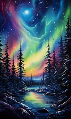Diamond Art Kits for Adults - Aurora Moon Landscape Diamond Painting Kits DIY 5D Full Drill Diamond Dots Paintings with Diamonds Gem Art and Crafts for Home Decor 12x16 Inch - Image 8