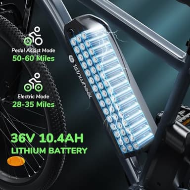 isinwheel M10 Electric Bike for Adults with 374.4Wh Removable Battery, 55 Miles 20MPH Commuting Electric Mountain Bike with 500W Brushless Motor, 35 Speed, 26" Tires and Front Fork Suspension (Black) - Image 6