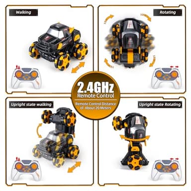 BTEC Transform Remote Control Car 1:16 Scale Transforming Remote Control Cars Toy for Kids 2.4Ghz 360° Rotating RC Stunt Rc for Boys Stunt Toy Car for Kids Age 3-5 5-7 4-6 6-8 8-12 - Image 3