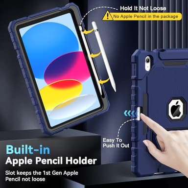 Grifobes for iPad A16 Case 11th Generation 11 inch 2025 / iPad 10th Generation Case 10.9 inch 2022, Heavy Duty Military Grade Shockproof Cover with Pencil Holder for i Pad 11/10 Gen (Navy Blue) - Image 3