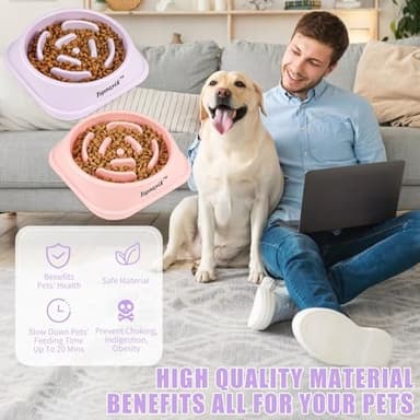 Yopnoyik 2 Pack Slow Feeder Dog Bowls for Healthy Eating, Non-Slip and Anti-Choking Design, Reduces Bloating & Overeating for Large Dogs, Easy to Clean - Image 5