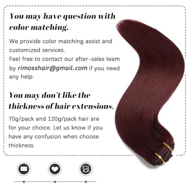 Rimoss Clip in Hair Extensions Real Human Hair - 22 Inch 120g 7pcs, Burgundy Red Color - Soft Remy Human Hair Clip in Extensions Straight Double Weft for Women (#99J 22 Inch) - Image 8