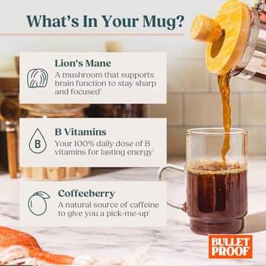 Bulletproof The High Achiever Ground Mushroom Coffee, 10oz, High Caffeine with Lion's Mane, B Vitamins and Adaptogens for Energy & Focus, Medium-Dark Roast - Image 5