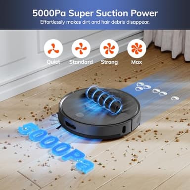 ILIFE T20s Self-Emptying Robot Vacuum and Mop Combo, 5000Pa Suction, 70-Day Capacity, LiDAR Navigation, 260mins Runtime, App/Alexa Control, Robotic Vacuum Cleaner for Hard Floors, Carpets and Pet Hair - Image 3