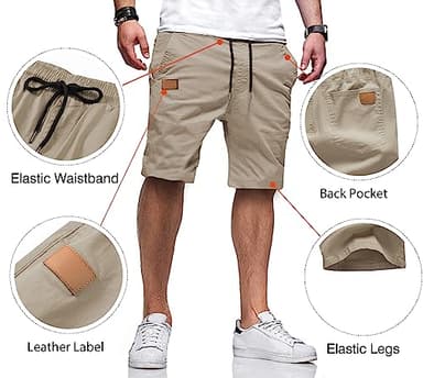 JMIERR Mens Casual Shorts - Cotton Drawstring Summer Beach Stretch Waist Twill Chino Dress Golf Travel Essentials Shorts with Pockets Short Pants for Men 7 Inch Inseam, S, S2 Brown 2 - Image 3