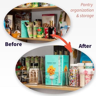 ClearSpace Plastic Pantry Organization and Storage Bins with Removable Dividers – Perfect Kitchen Organization or Kitchen Storage – Refrigerator Organizer Bins, Cabinet Organizers (2 Pack) - Image 2