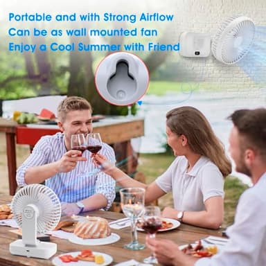 Digibond Oscillating Table Fan Small Oscillating Fan for Bedroom/Indoor/Outdoor Ultra Quiet Mini Desk Fan Auto 90° Rotated 4 Speeds 5in Wall Mounted Cordless Portable Rechargeable (White) - Image 6