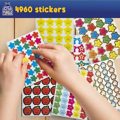 PURPLE LADYBUG Teacher Stickers for Students - 4960 Reward Stickers for Kids Classroom Supplies, Teacher Must-Haves for Classroom Reward Charts, Star, Back to School Gift - Image 4