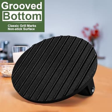 EWFEN Burger Press, 7" Round Heavy-Duty Cast Iron Smash Bacon Press Meat Steak with Wood Handle for Griddle, Sandwich, Nonstick Pan - Image 4