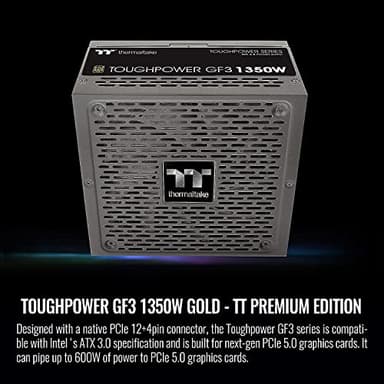 Thermaltake Toughpower GF3 1350W, True 600W 12VHPWR Connectors on PSU & NVIDIA RTX 40 series, ATX 3.0/PCI-E 5.0 Ready, 80+ Gold, SLI/Crossfire Ready Power Supply, PS-TPD-1350FNFAGU-4, 10 Year Warranty - Image 2