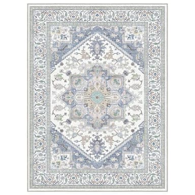 OPPODREAM Soft Area Rugs 9x12 Living Room, Washable Rugs 9x12 with Non Slip Backing, Faux Cashmere Low-Pile 9 x 12 Carpet, Purple & Green & Cream - Image 9