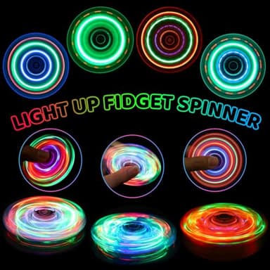 Fidget Spinner for Kids 2 Pack, Light up Sensory Fidget Toys Adults Kids 4-8-12 with Autism ADHD, Anxiety Toys Stress Relief Teen Boy Gifts, Glow in The Dark Party Favors Fidgets Classroom Prizes - Image 2