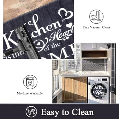 Vaukki Boho Kitchen Rug Sets 3 Pieces, Washable Kitchen Mats for Floor, Non Slip Soft Kitchen Area Rug Floor Mat for Kitchen, Laundry Room and Hallway (Black, 20''x32''+20''x47''+20''x59'') - Image 5