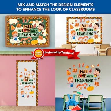 Decorably 63 Pcs Cutouts Fall Bulletin Board Decorations Set with Borders, Fall School Bulletin Board Decorations Set - School, Homeschool - Image 6