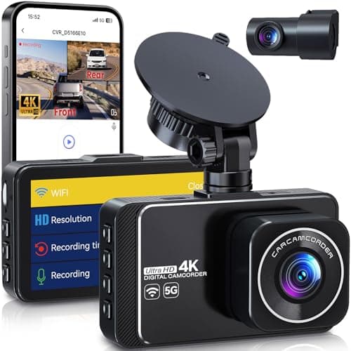 Dash Cam, 4K Ultra HD Front Camera+2K Rear Cameras, 5G WiFi - Fastest Download speeds app, Support iOS Android,WDR Night Vision, Car Camera with 3" IPS Screen 32GB Card,24H Parking Mode - Image 1