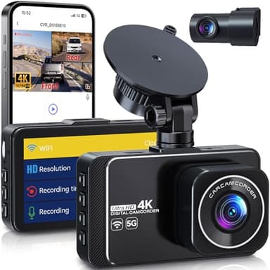 Dash Cam, 4K Ultra HD Front Camera+2K Rear Cameras, 5G WiFi - Fastest Download speeds app, Support iOS Android,WDR Night Vision, Car Camera with 3" IPS Screen 32GB Card,24H Parking Mode - Image 1