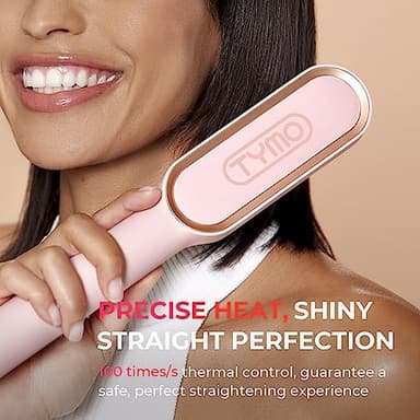 TYMO Ring Hair Straightener Brush – Hair Straightening Iron with Built-in Comb, 20s Fast Heating & 5 Temp Settings & Anti-Scald, Perfect for Professional Salon at Home, Sakura Pink - Image 7