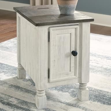 Signature Design by Ashley Havalance French Country Chair Side End Table, White & Gray - Image 2