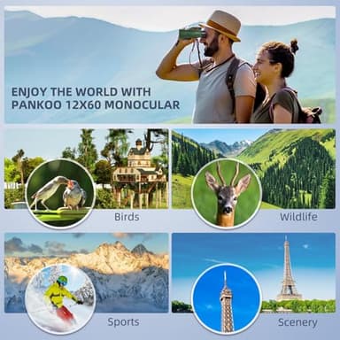 Monocular Telescope 12X60 HD Monocular with Smartphone Adapter Tripod & Portable Bag, Monoculars for Adults High Power with BAK4 Prism & FMC Lens, Suitable for Bird Watching Hunting Hiking Camping - Image 5