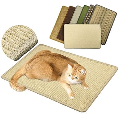 Pethave Cat Scratcher Mat, 23.6x15.7' Natural Sisal Scratching Pad with Velcro Tape, Stick on Floor and Wall Cat Scratch Mat Protects Carpet and Sofa - Image 1