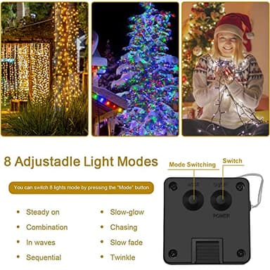 SINGCHUNGTE Solar Colorful Rope Lights, 66Ft 200 LED Waterproof Rope Lights for Outside, Solar Rope Light Outdoor Indoor, Rope Light for Outdoor Wedding Garden Holiday Lights Decoration(Multicolor) - Image 5