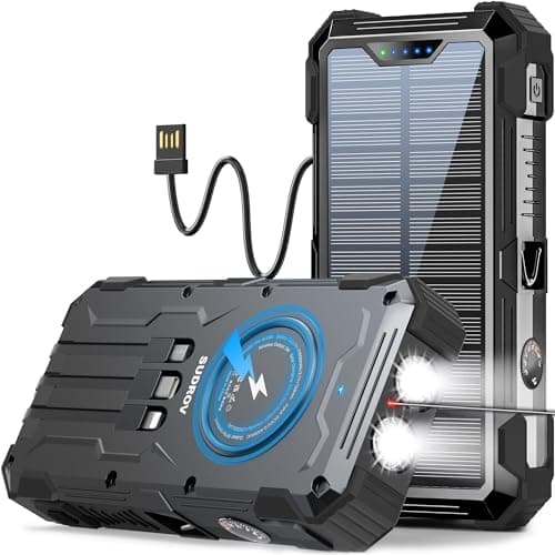 Solar Charger Power Bank, 42,800mAh Wireless Portable Charger with USB-C in/Output, QC3.0 Fast Charging 15W 4 Ports Outdoor Battery Pack Built-in LED Flashlight, for iPhone, Galaxy, iPad etc - Image 1